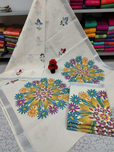 Hand-painted Kerala cotton sarees