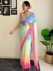 Multi colour georgette sarees
