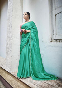 Fancy plain sarees with diamond work