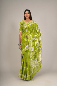 Linen cotton printed sarees