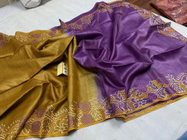 Pure Tussar cut work sarees