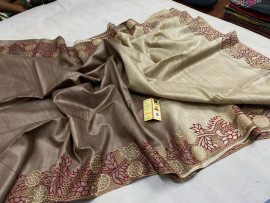 Pure Tussar by Tussar cutwork sarees
